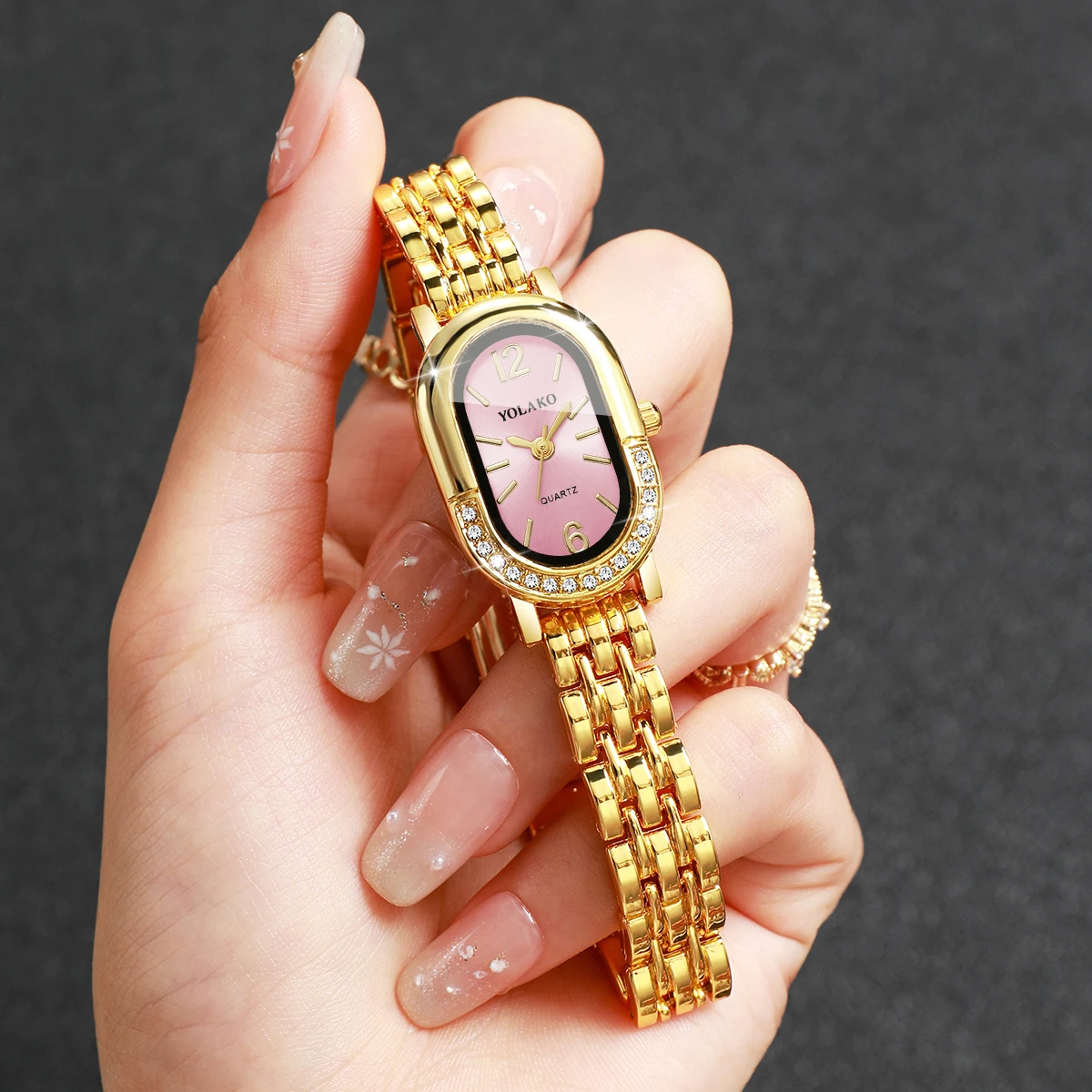 Luxury Watch Storage - Luxuriöse Strass-Damen-Quarzuhr, modische goldene Armbanduhr, Damenuhr,