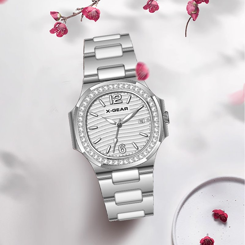 Luxury X I Watch - Luxuriöse Retro-Damenuhr 2025: Übergroßes silbernes Zifferblatt,