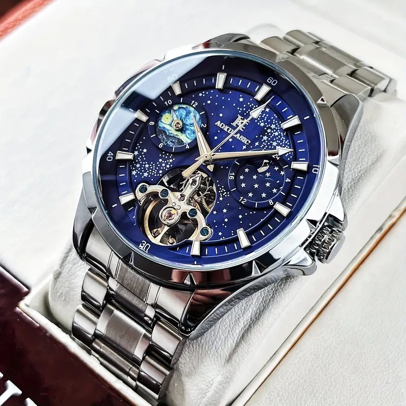 Luxury Watch Events - Luxuriöse automatische mechanische Herrenuhr mit Sternenhimmel-Zifferblatt