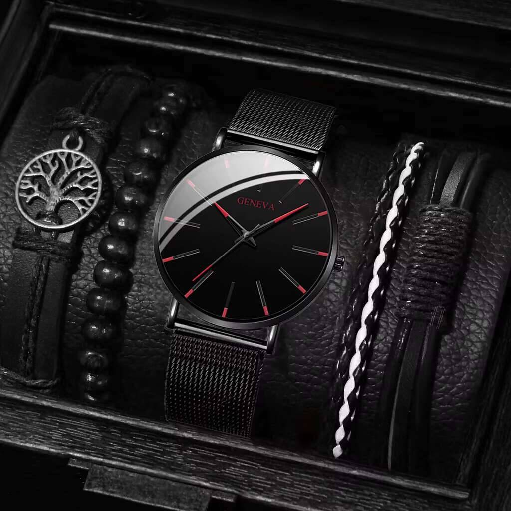 Luxury Watch All Black - 5 Teile/satz Mode herren Uhr Luxus