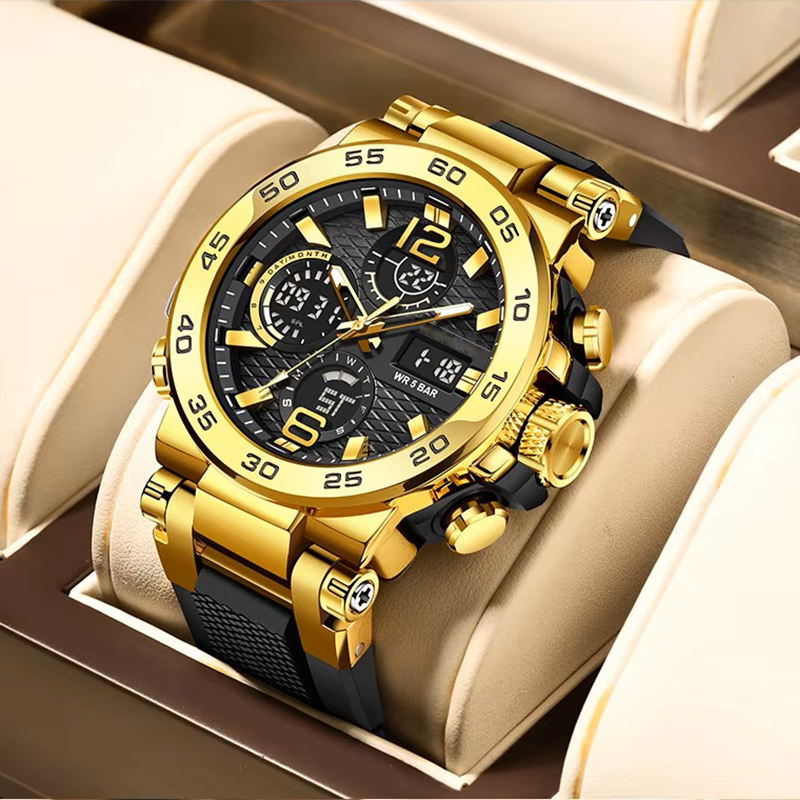 Luxury Watch Levels - Schwarze Luxus-Herren-Sportuhr der Spitzenklasse mit 5ATM-Wasserdichtigkeit,