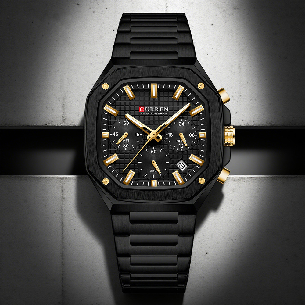 Luxury Watch For Men - CURREN Luxuriöse quadratische Chrono-Uhr für Herren,