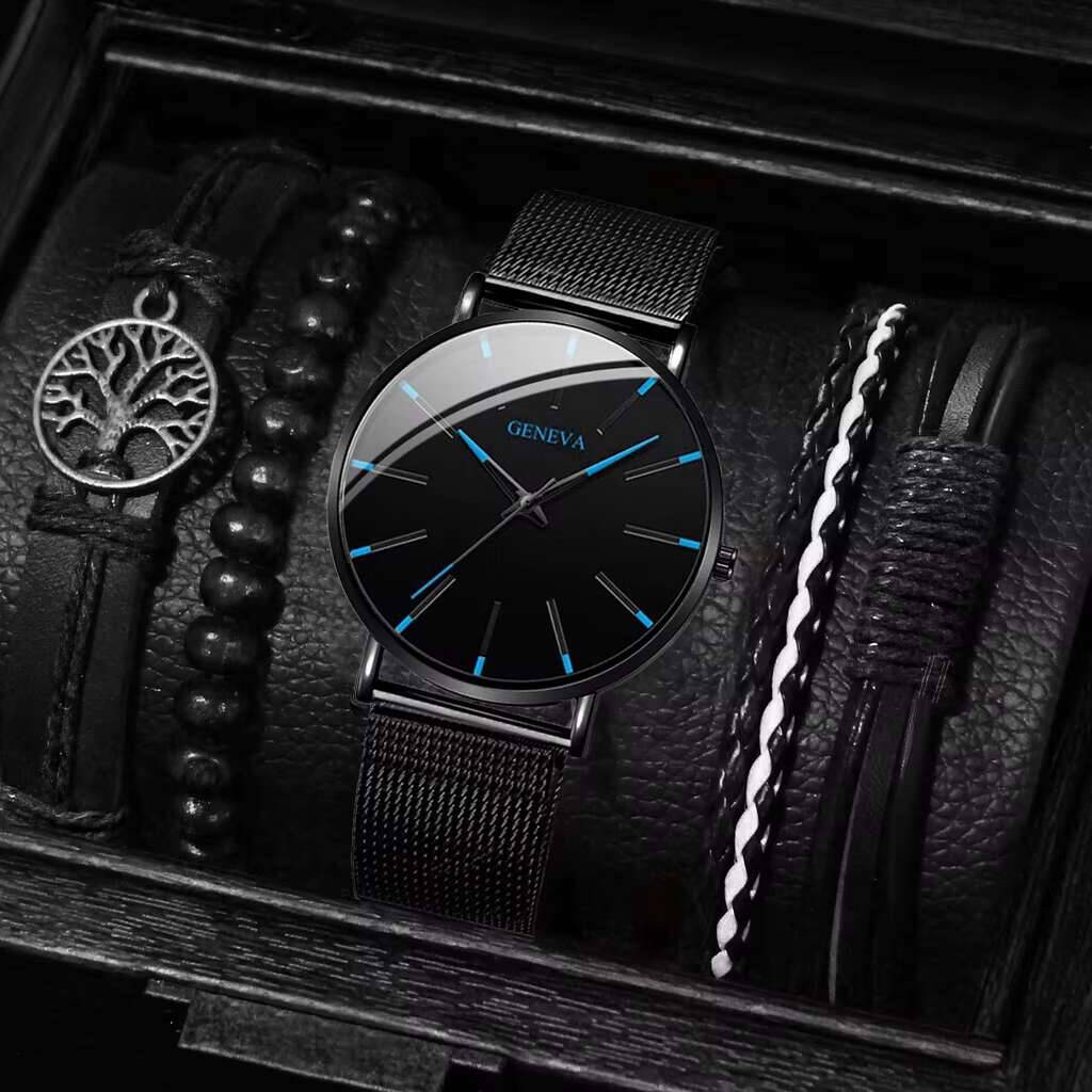 5 Teile/satz Mode herren Uhr L – Luxury Watch All Black Bewertung und Preis