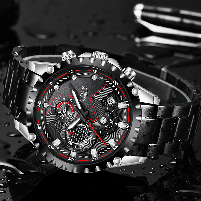 LIGE Top Marke Luxus Herren Mo – Luxury Watch All Black Bewertung und Preis