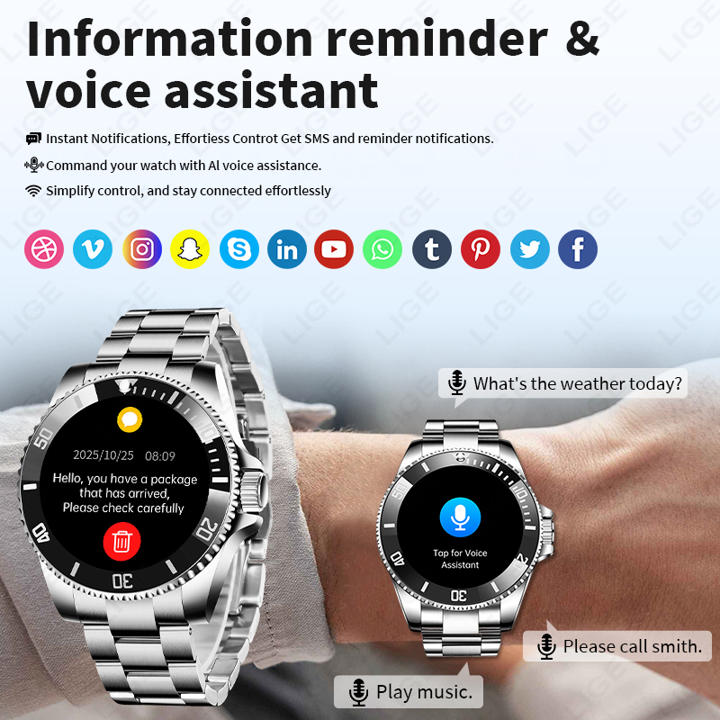 LIGE Smartwatch Luxus-Stahl Ge – Luxury Watch Korea Bewertung und Preis