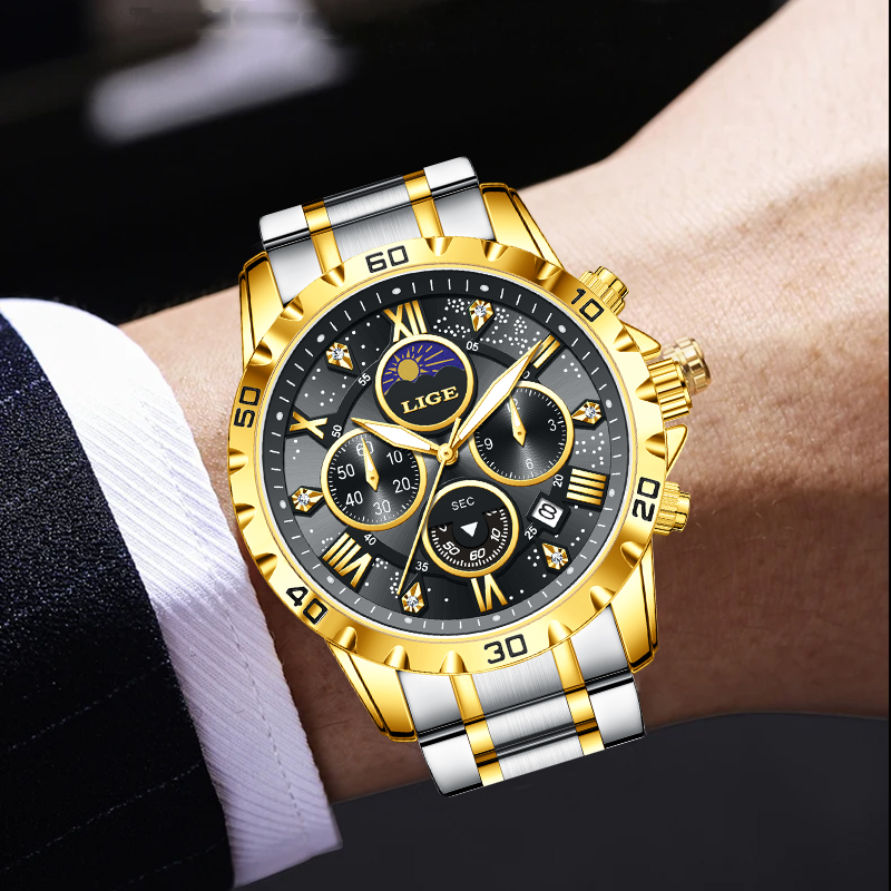 LIGE Top-Marke Luxus-Quarzuhr  – Luxury Watch For Men Bewertung und Preis