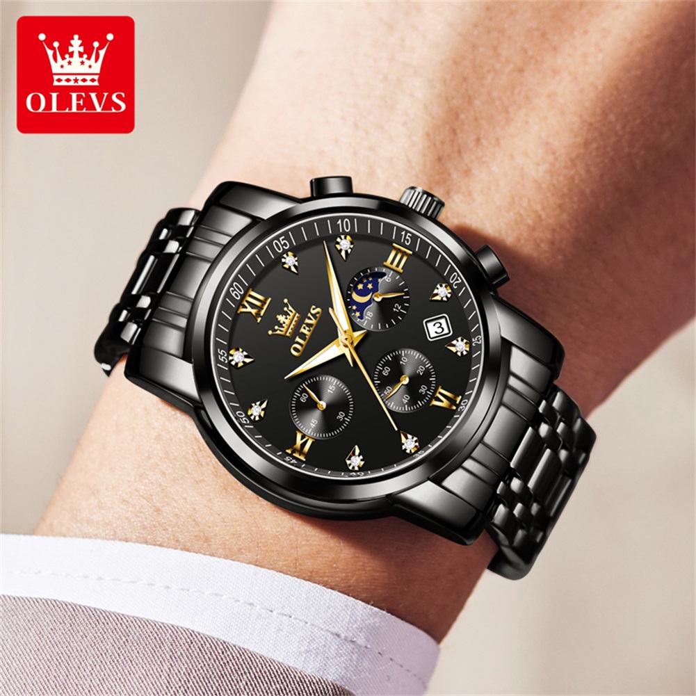 OLEVS Beliebte Herrenuhren aus – Luxury Watch All Black Bewertung und Preis