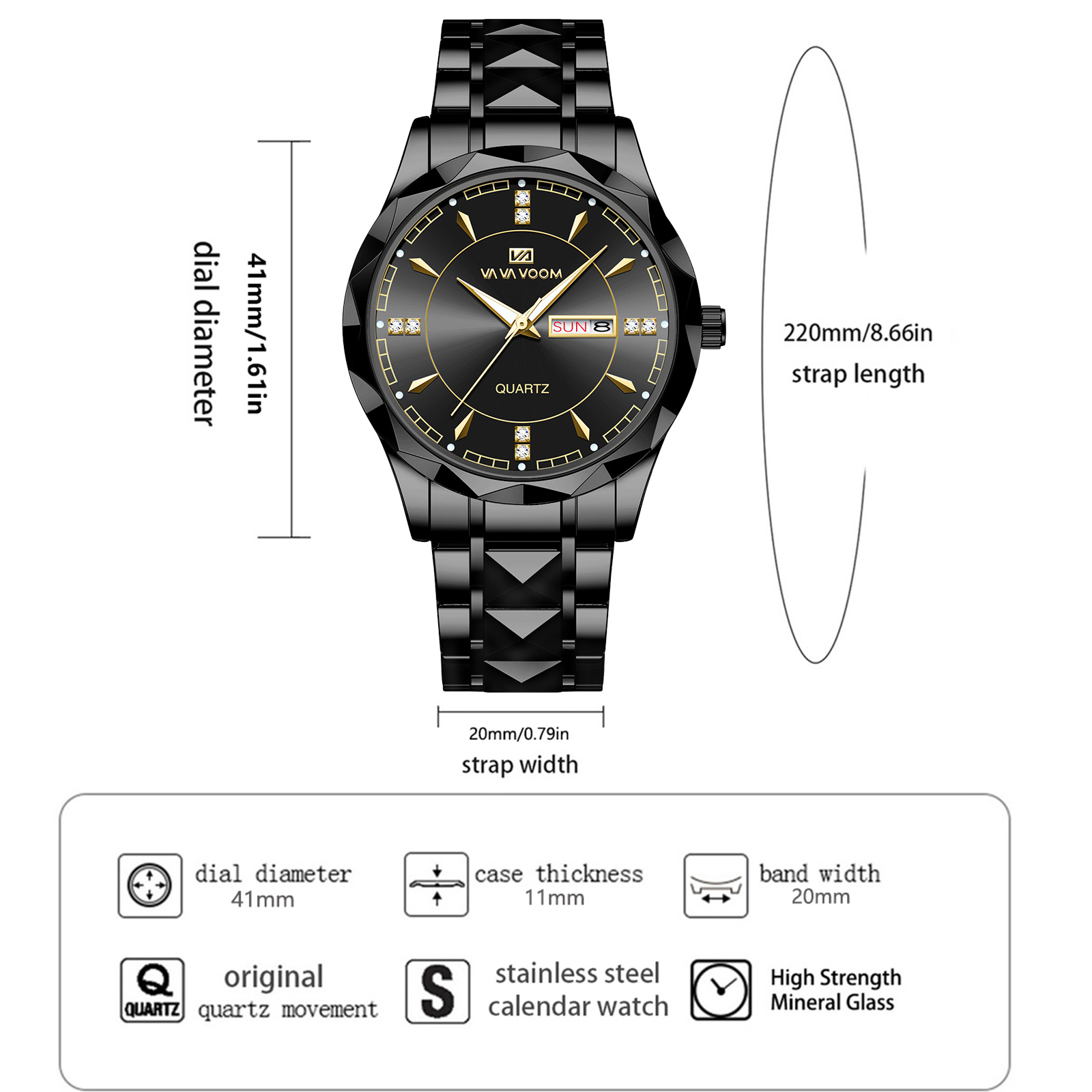 VA VA VOOM Herren-Edelstahluhr – Luxury Watch All Black Bewertung und Preis