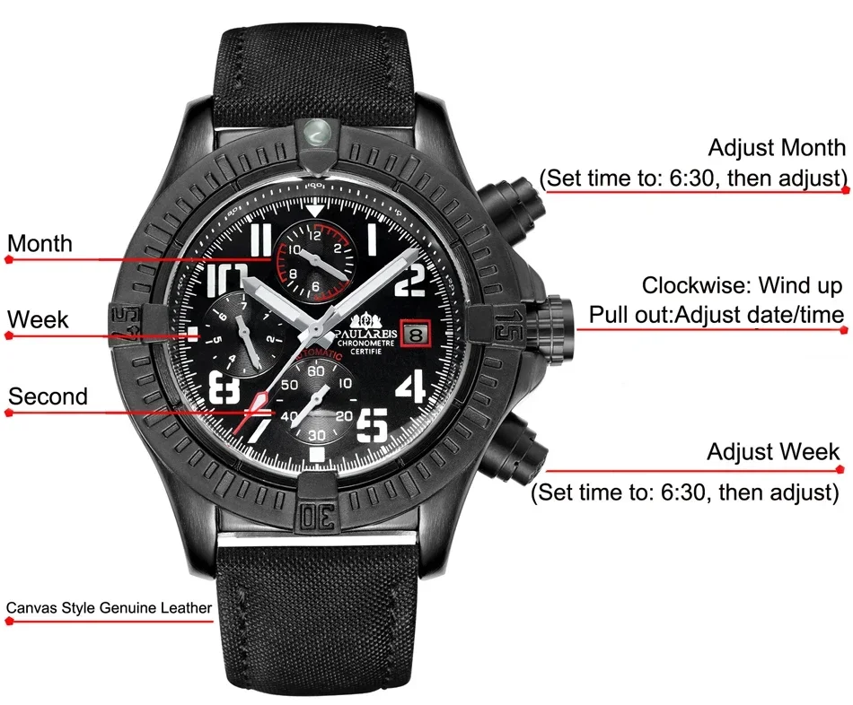 Automatische Herrenuhr, selbst – Luxury Watch All Black Bewertung und Preis